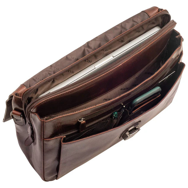 Mancini Buffalo Triple Compartment Briefcase (60's Edition) 10