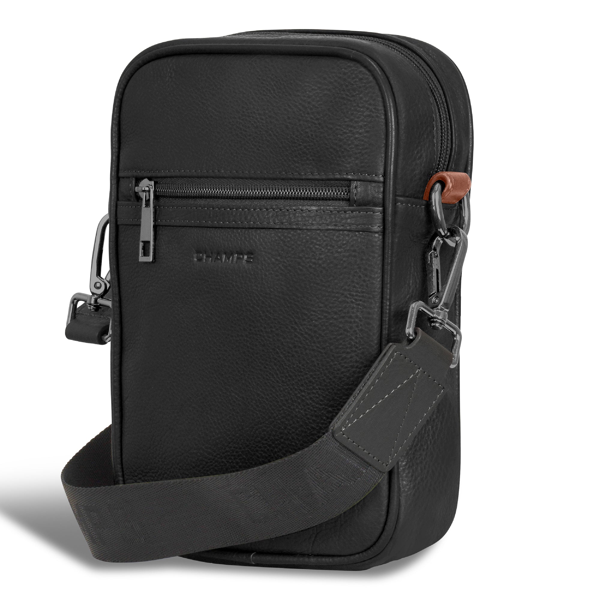 Onyx / Leather Vertical Crossbody Bag 3