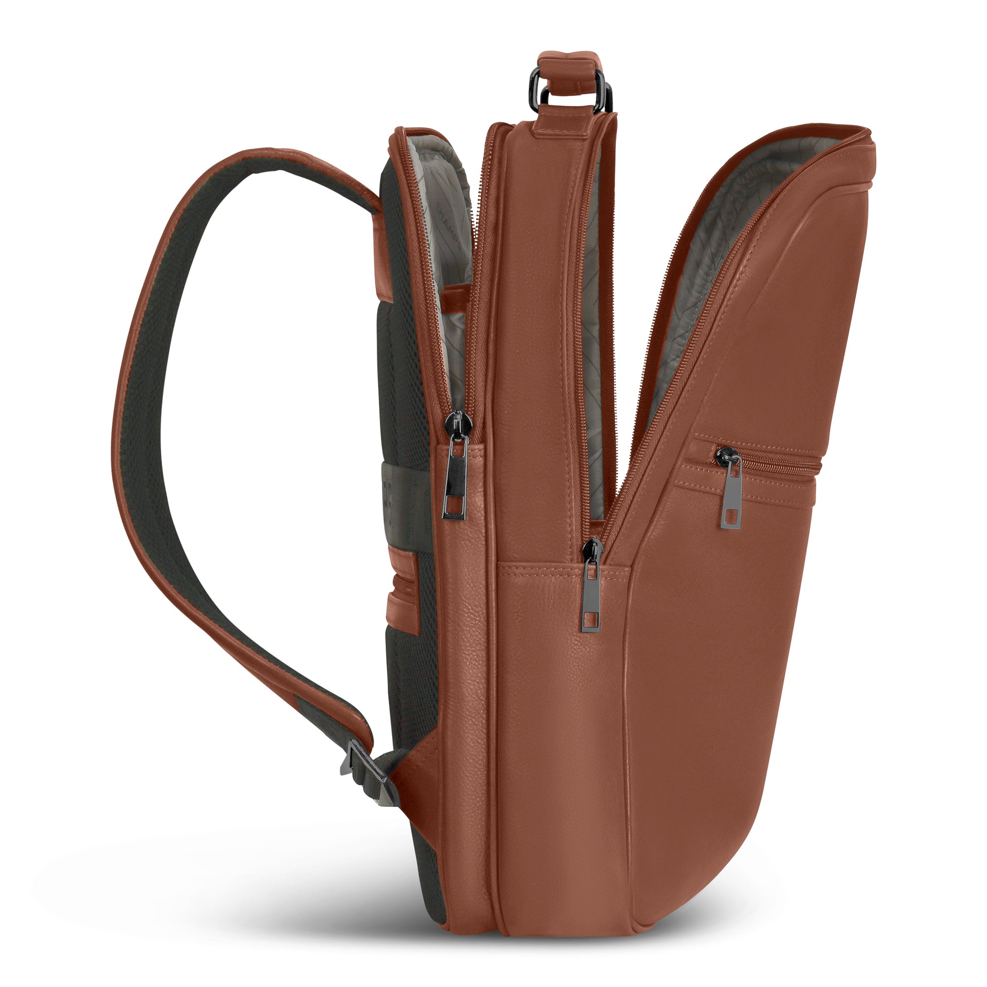 Onyx / Leather Compact Backpack 18