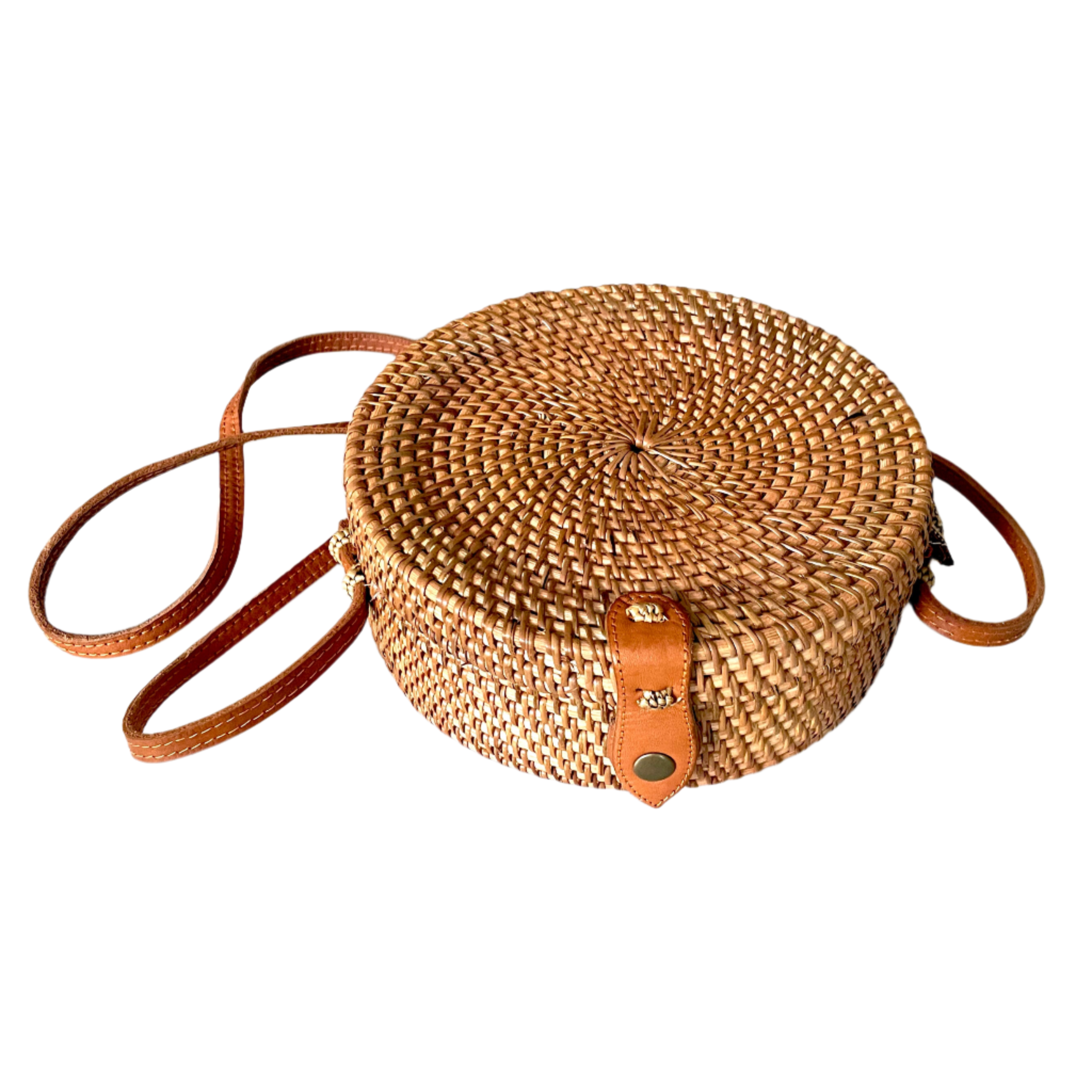 Round Rattan Purse - Natural