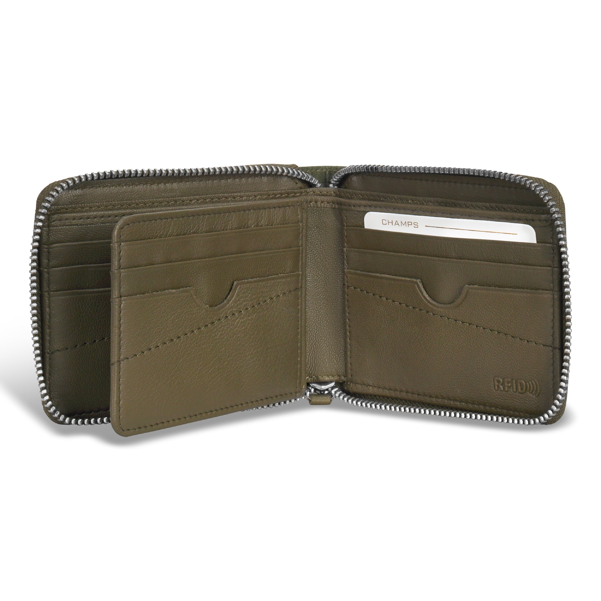 Camo / Leather Zip Around Wallet 10