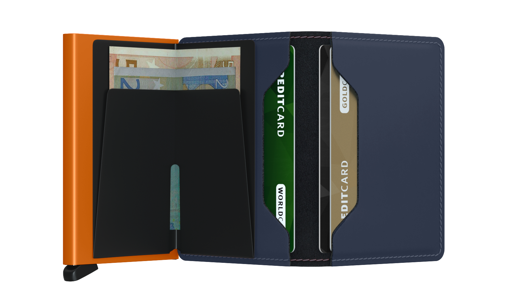 Secrid Slimwallet Matte - Night Blue &  Orange