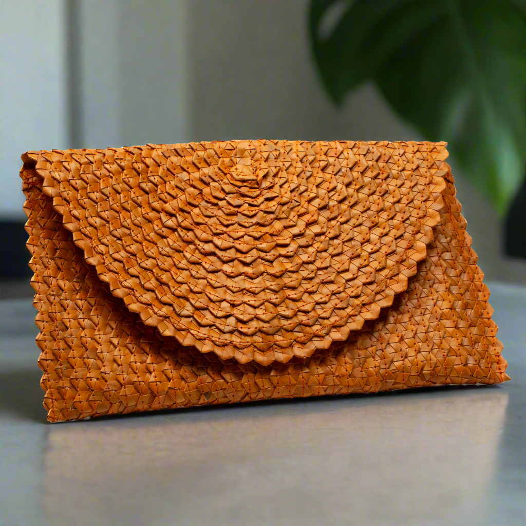 Pandan Leaf Clutch Purse - Orange 3