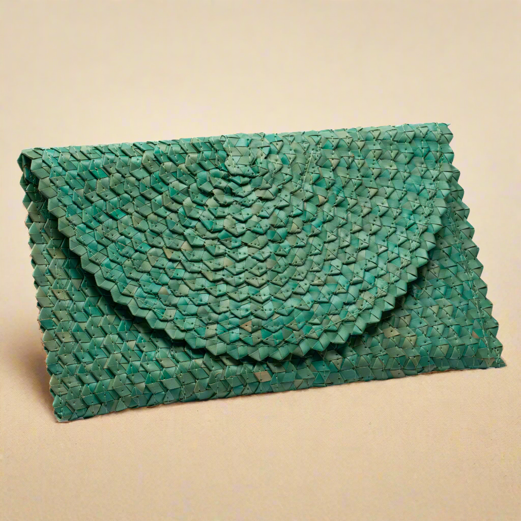 Pandan Leaf Clutch Purse - Teal 3