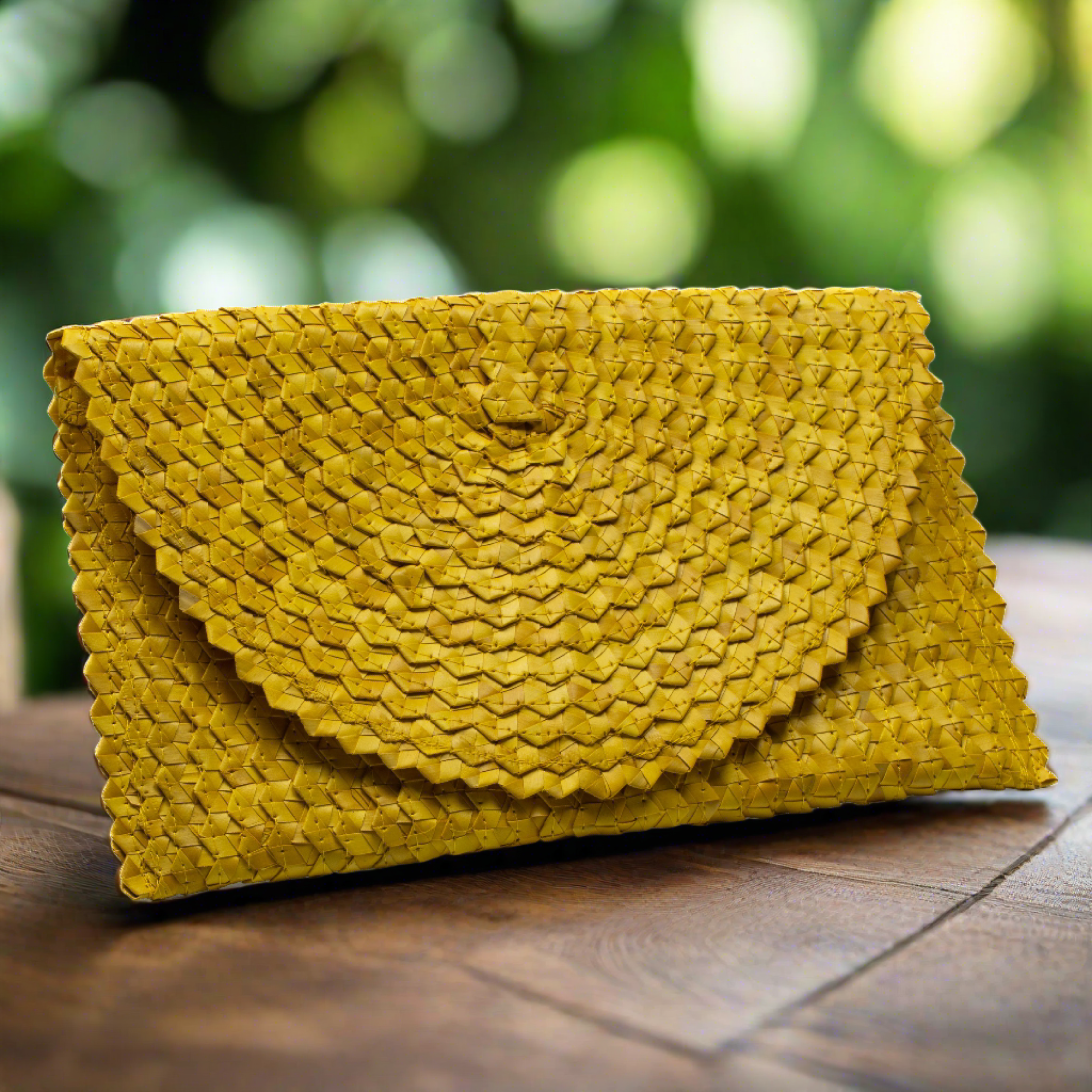 Pandan Leaf Clutch Purse - Yellow 3