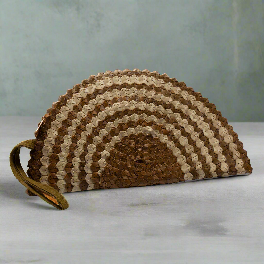 Pandan Leaf Half Moon Clutch Purse - Naturals Mix 4
