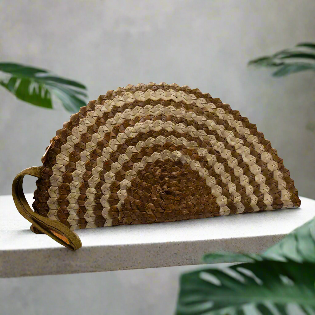 Pandan Leaf Half Moon Clutch Purse - Naturals Mix 6