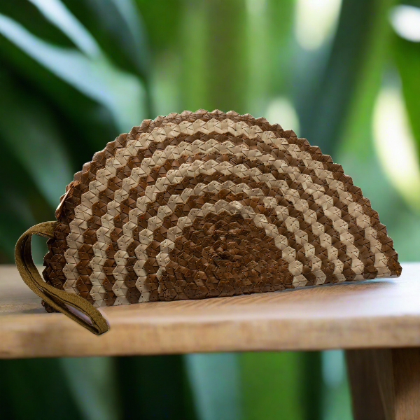 Pandan Leaf Half Moon Clutch Purse - Naturals Mix 3