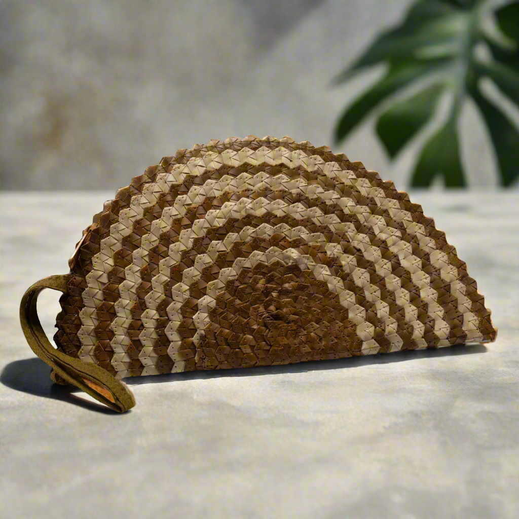 Pandan Leaf Half Moon Clutch Purse - Naturals Mix 7