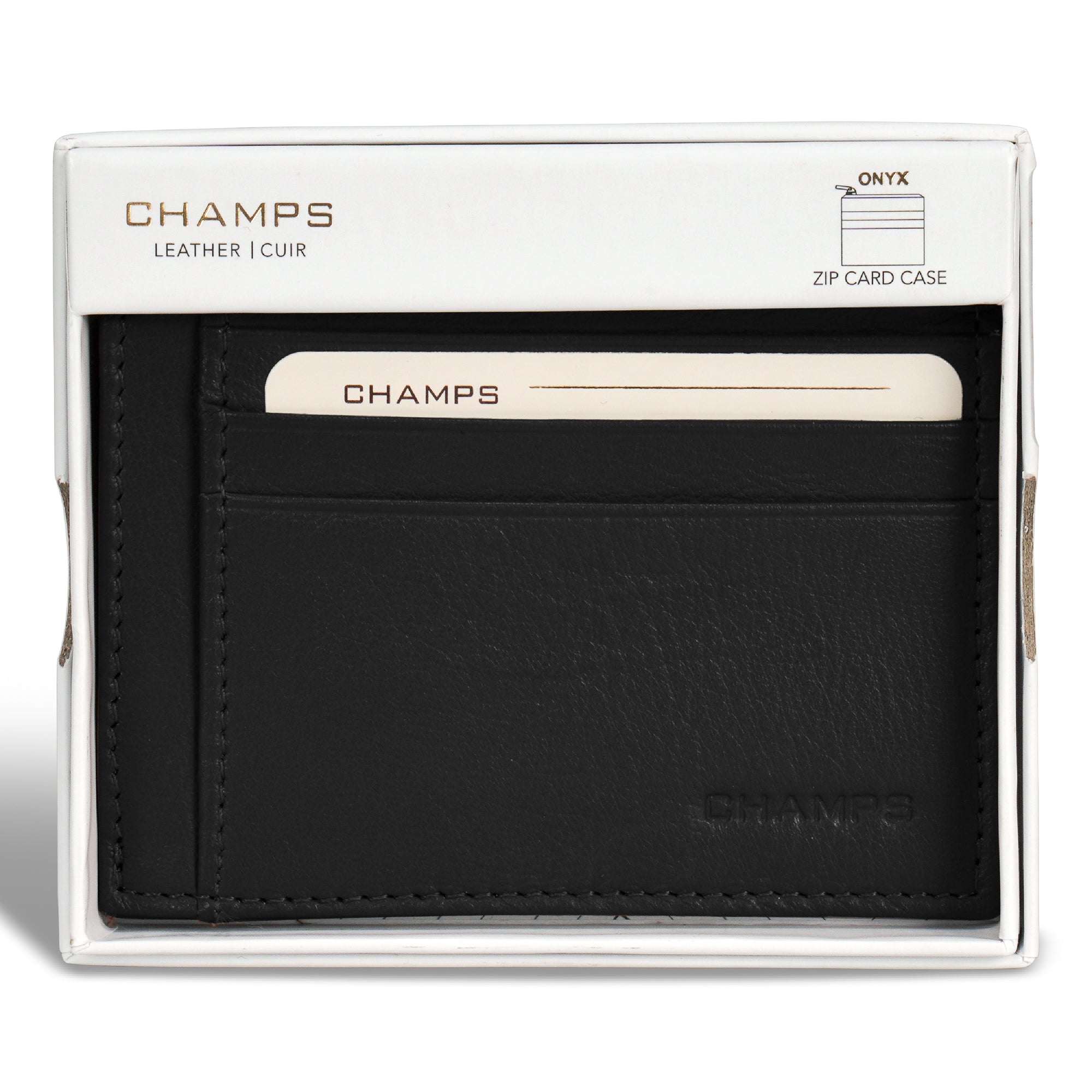 Onyx / Leather Zip Card Case 5