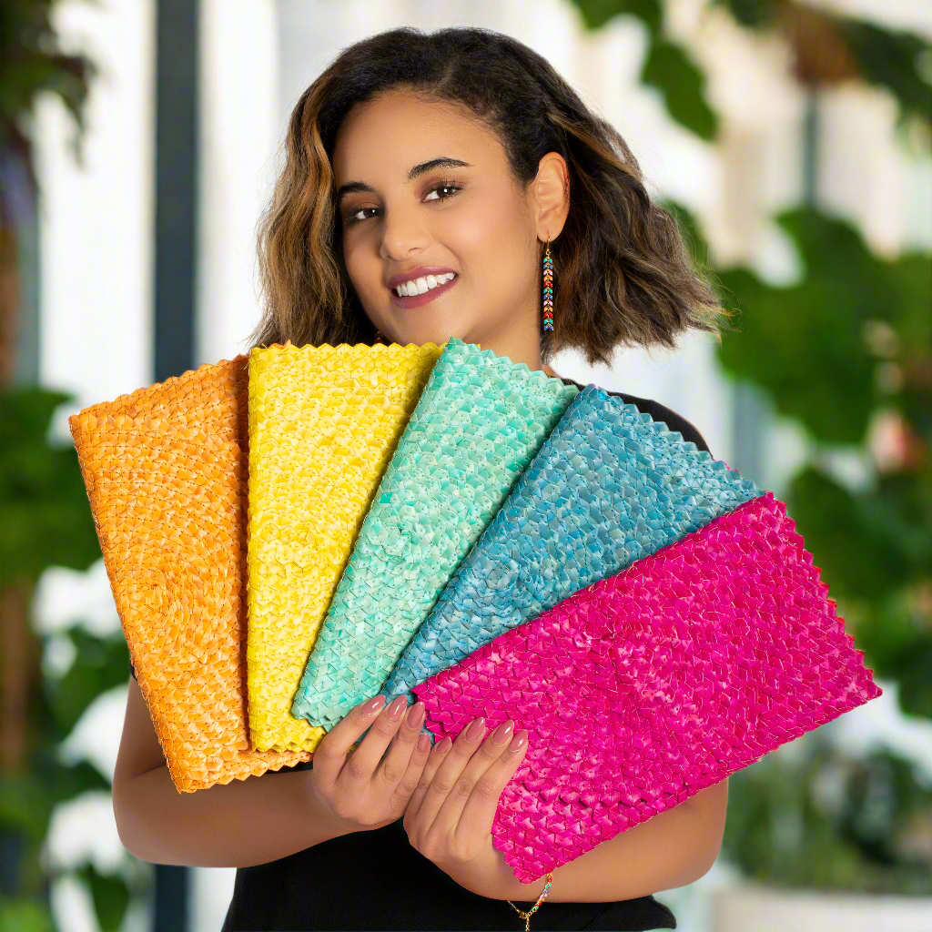 Pandan Leaf Clutch Purse - Pink 5