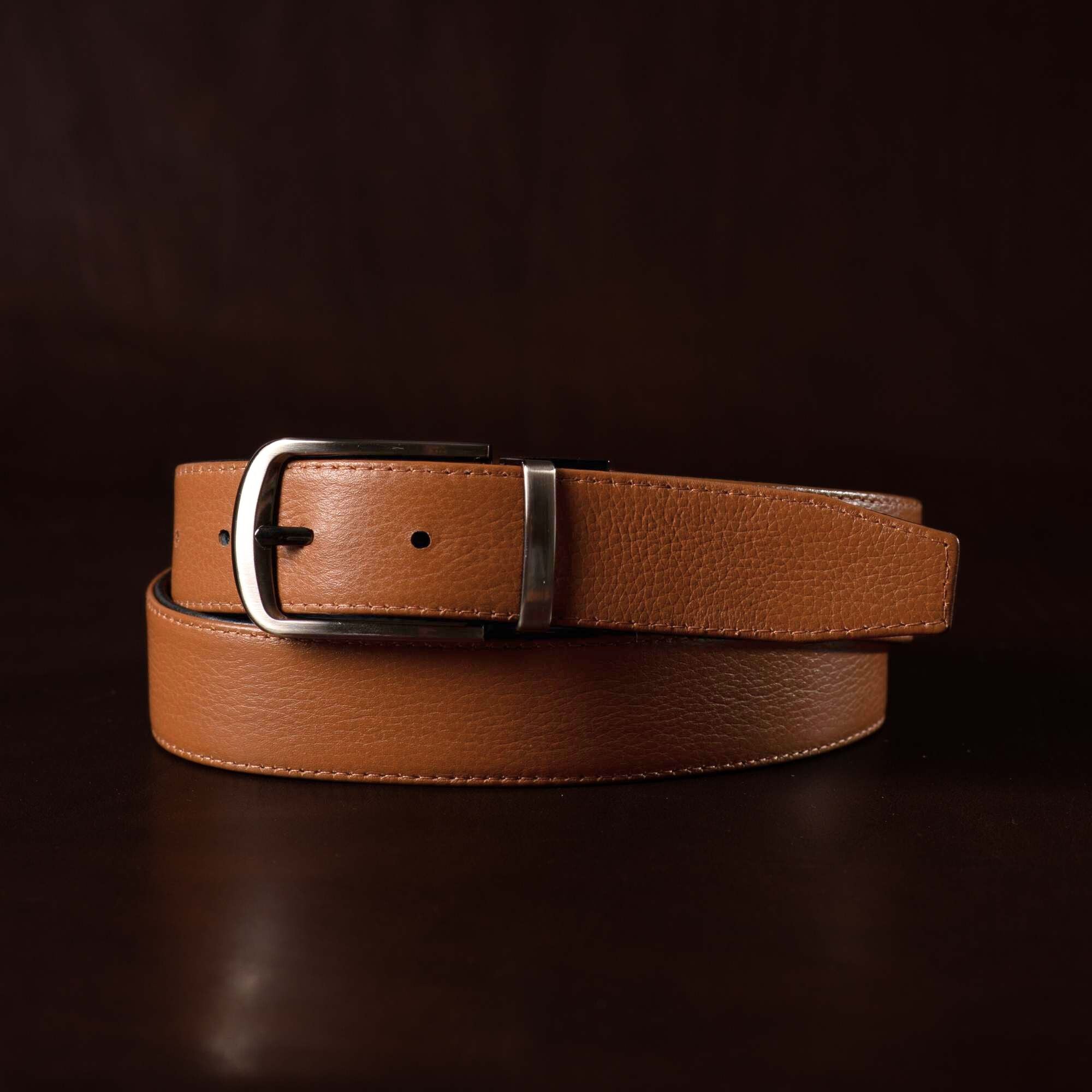 The Harvey Dent Belt - Reversible Stitched Full-Grain Pebbled Leather Belt 3