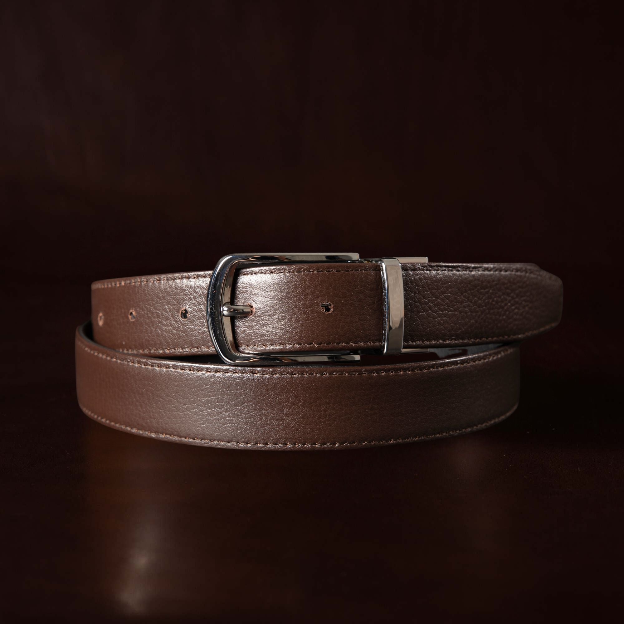 The Harvey Dent Belt - Reversible Stitched Full-Grain Pebbled Leather Belt 4