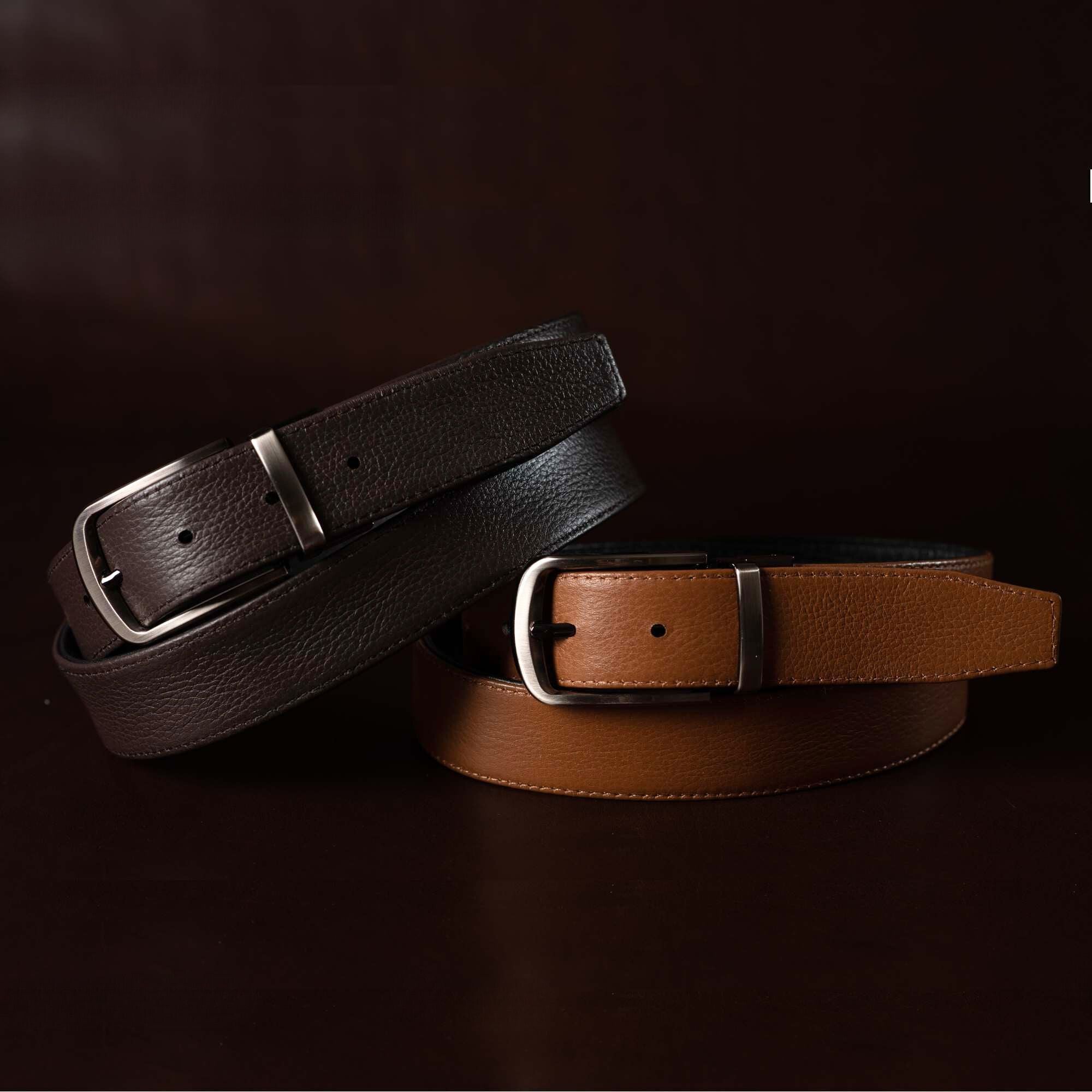 The Harvey Dent Belt - Reversible Stitched Full-Grain Pebbled Leather Belt 2