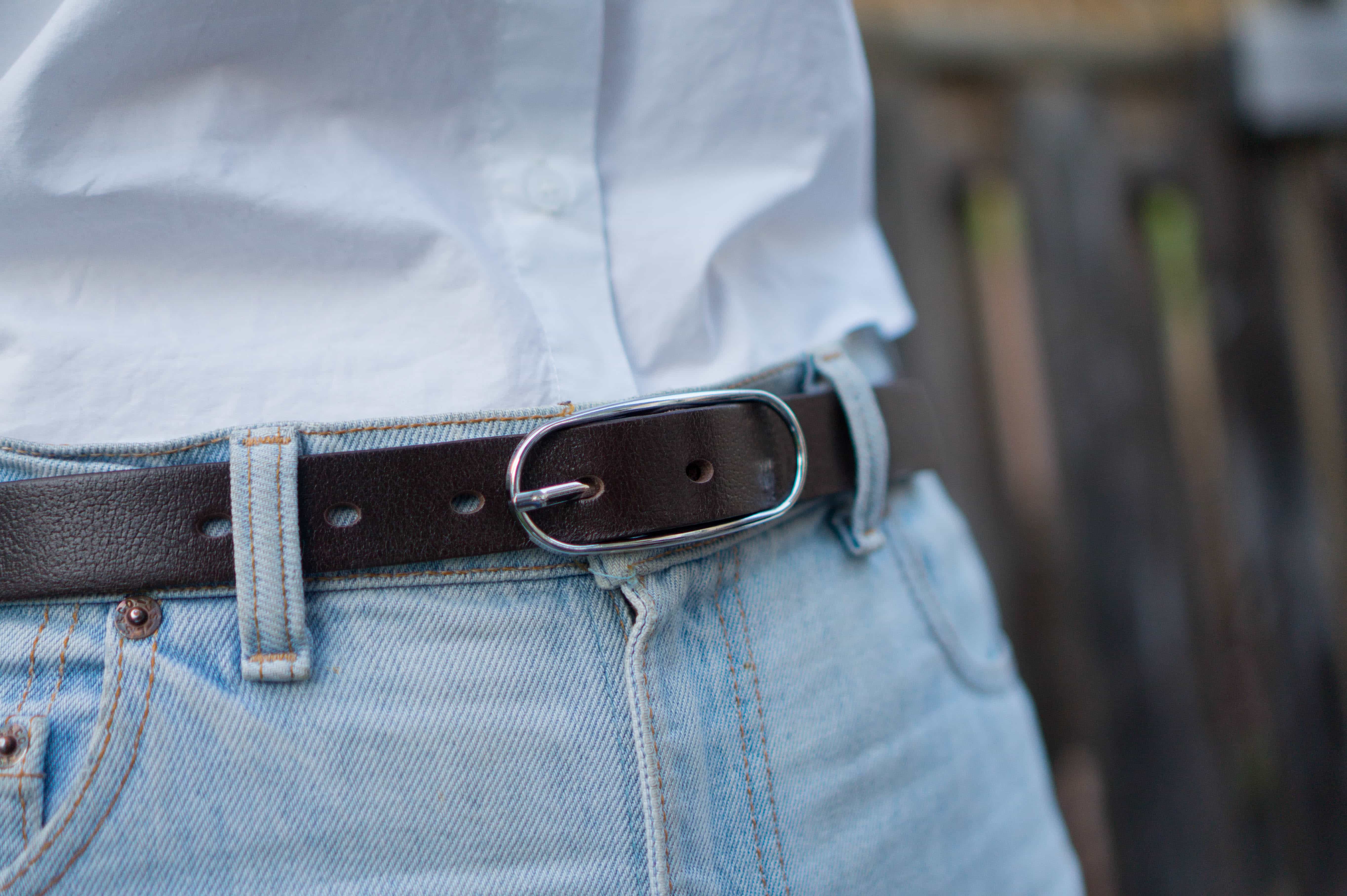Aika - Brown Leather Waist Belt with Oval Buckle - Made in Canada